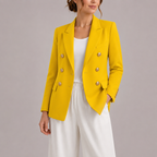 Blazer Boutons Dorés Femme Porté – Valenne
