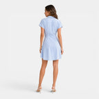 Robe Chemise Midi Femme Bleu Clair Vue Côté – Valenne