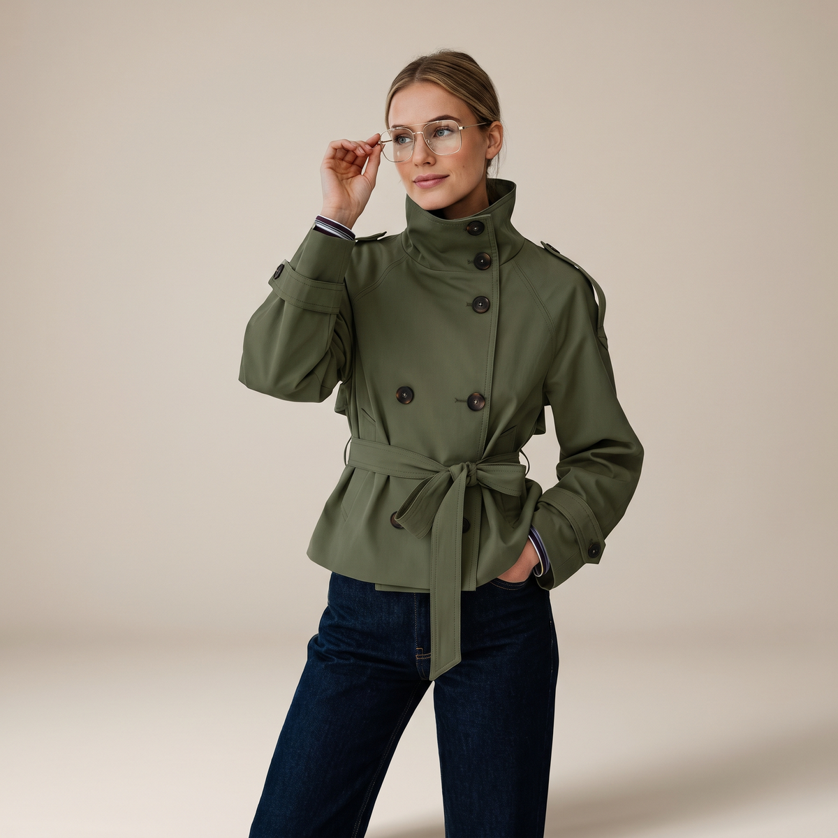 Trench Femme Ursula Beige Ceinturé Double Boutonnage – Valenne