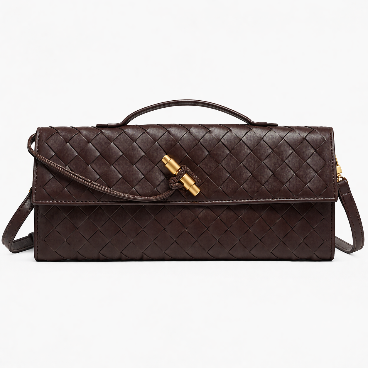 Pochette Luxe Tressée Marron Femme – Valenne