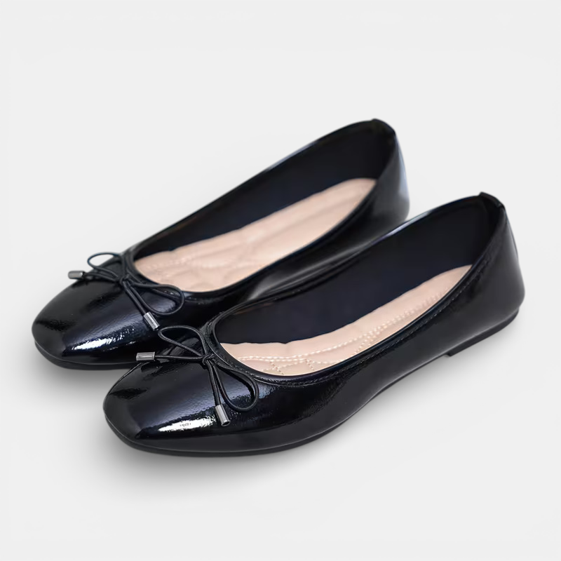 Ballerines Femme Noir Cuir Verni – Valenne