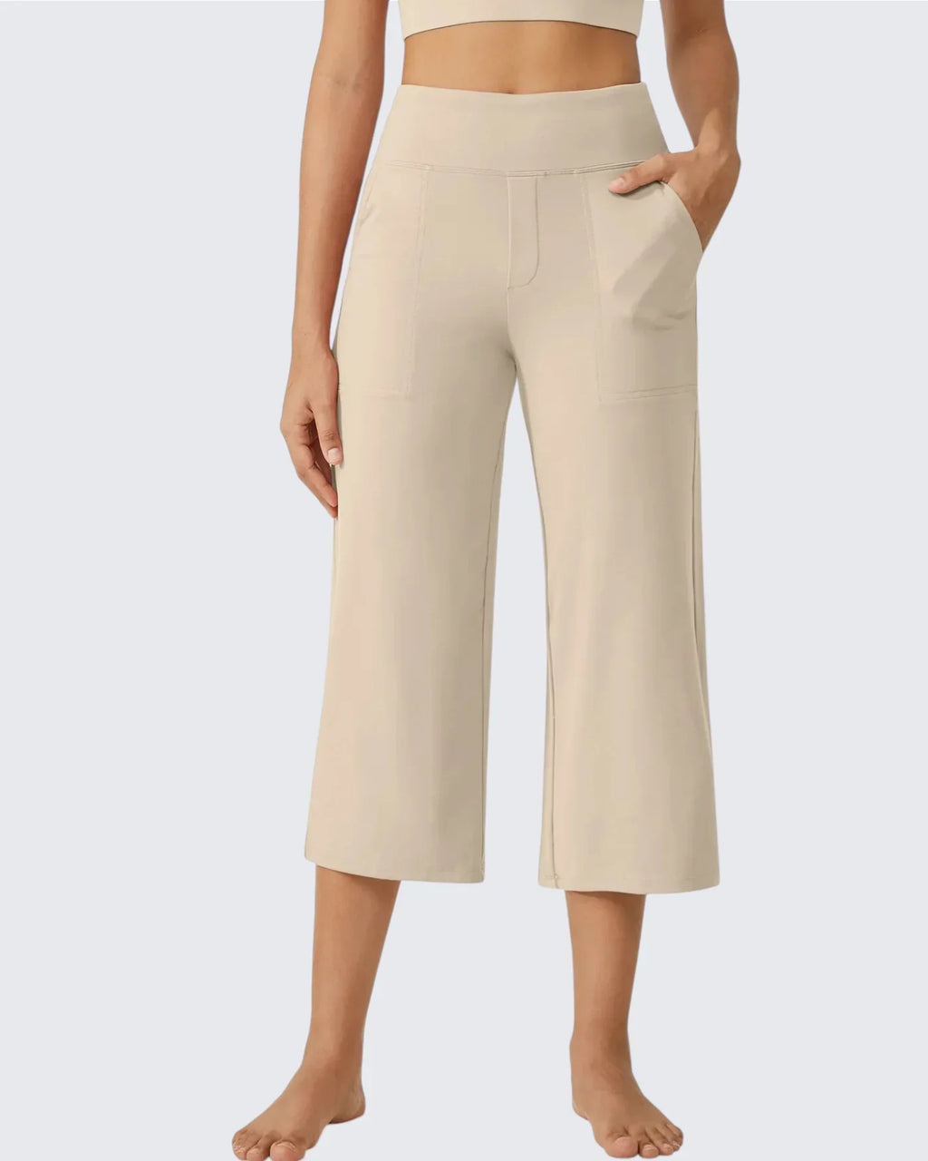 Pantalon Capri Femme Kaki Clair – Valenne