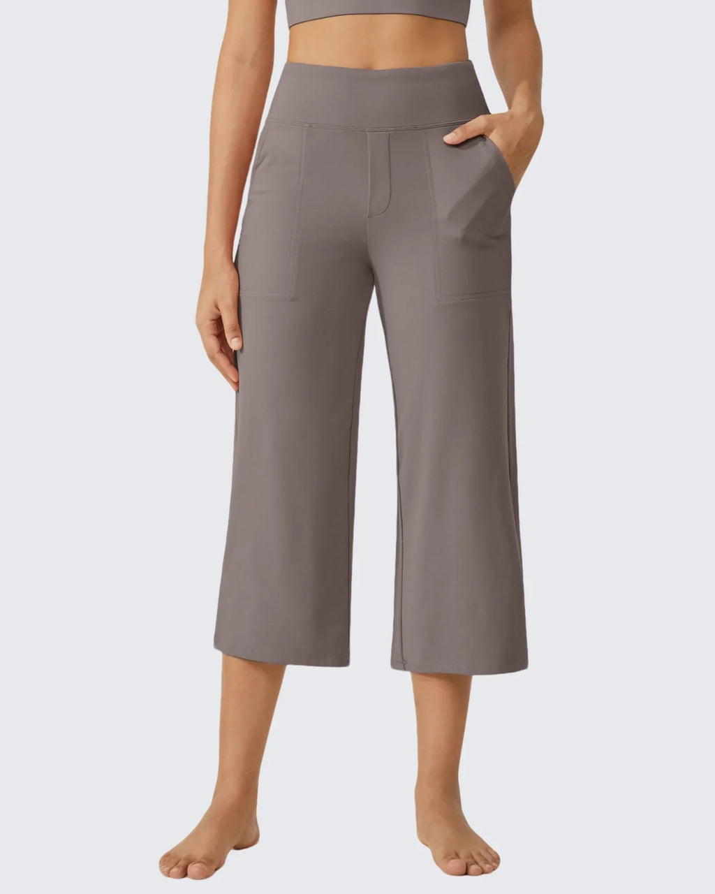 Pantalon Capri Femme Taupe Beige – Valenne