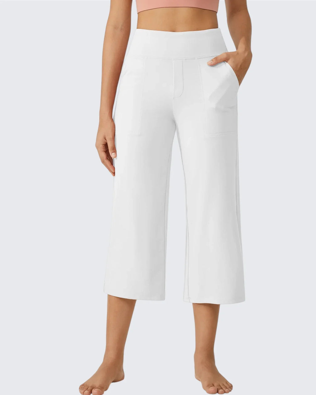 Pantalon Capri Femme Blanc Taille Haute – Valenne
