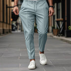 Pantalon Tissé Bleu Clair Fuselé – Valenne
