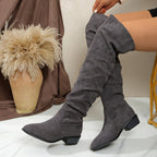 Bottes Hautes Suédine Femme Jolie Slouchy Noir – Valenne