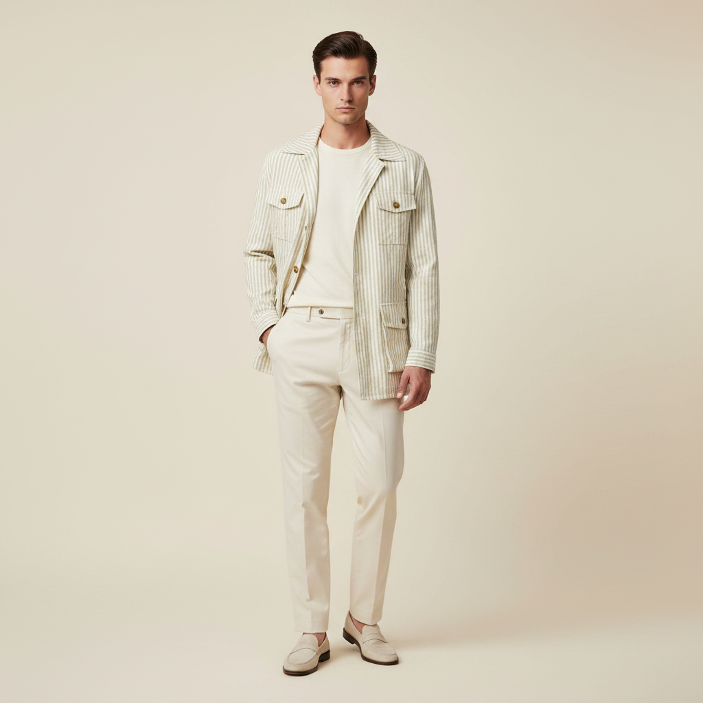 La Veste Rayures – Veste Homme à Rayures Verticales & Ceinture