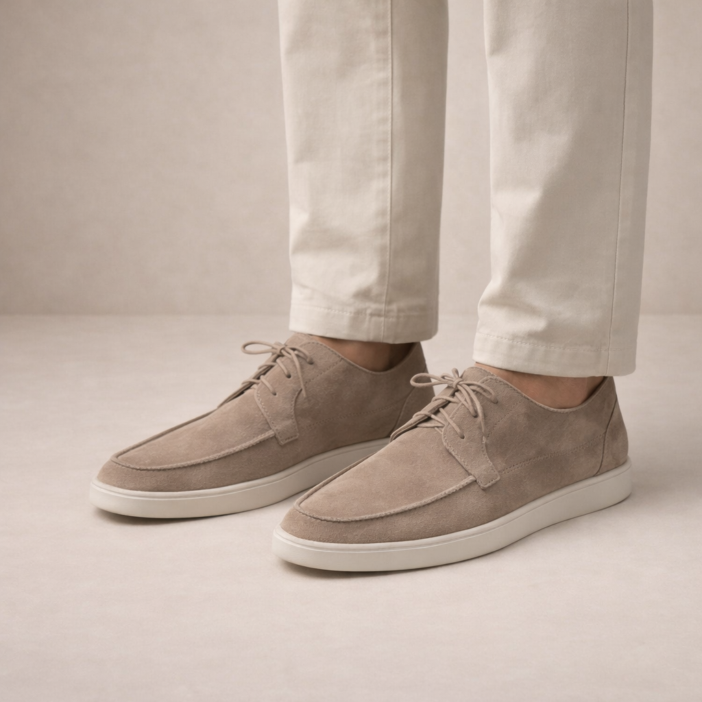 Loafers Suède Homme Vue Latérale – Valenne
