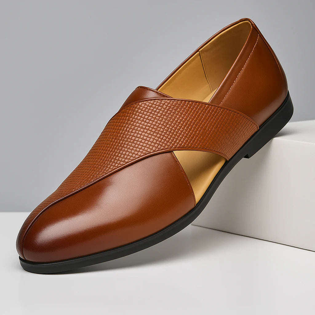 Mocassins cuir tressés homme – vue latérale