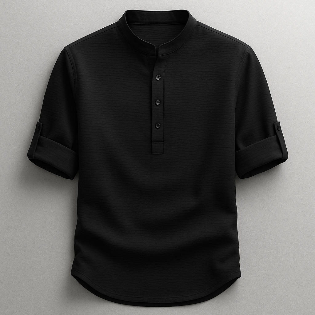 Chemise Henley Hudson Homme Noir – Valenne