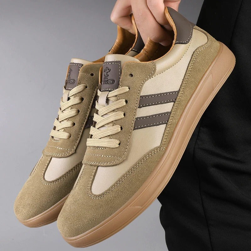 Henley Suede Trainer Kaki – sneakers daim structuré homme Valenne