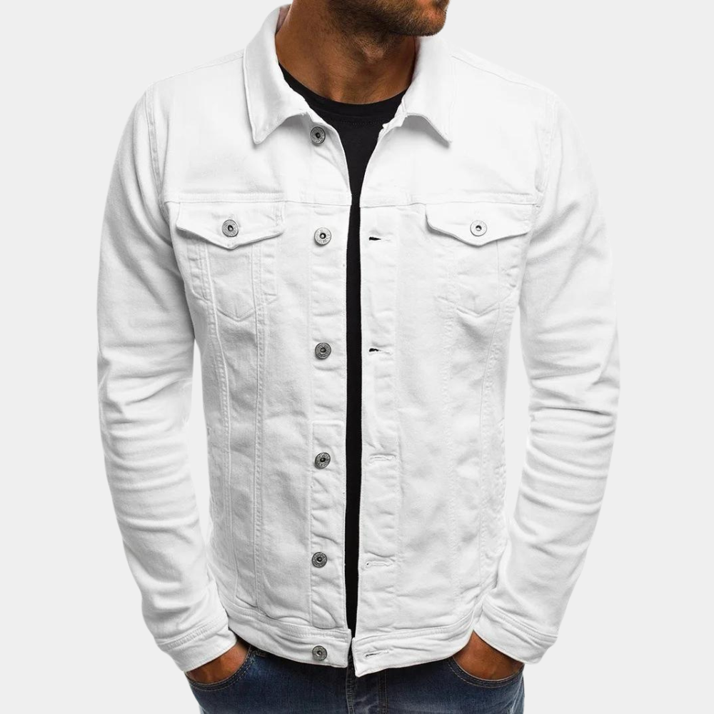 Veste Denim Trucker Homme Blanc – Valenne