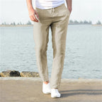 Pantalon Lin Homme Fuselé Vue Latérale – Valenne