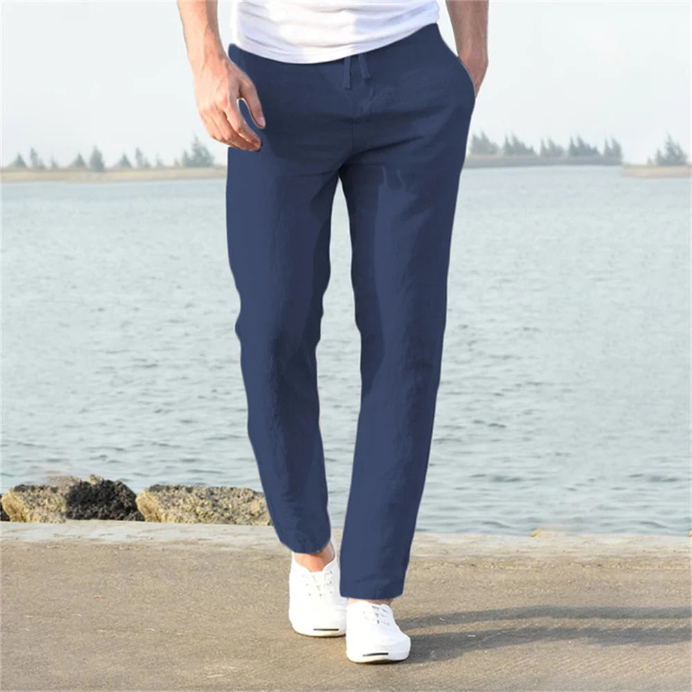 Pantalon Lin Homme Détail Cordon Poche – Valenne