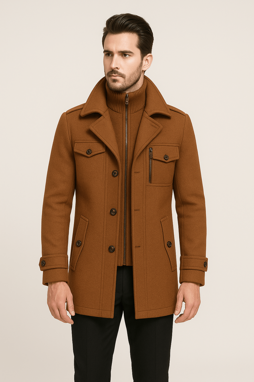 Manteau Felix Marron Vue 2 – Valenne