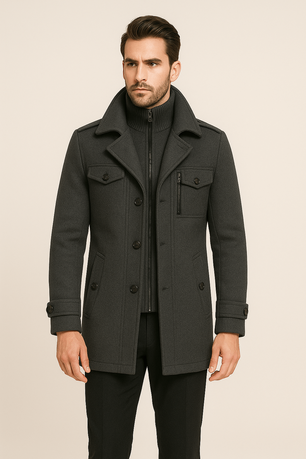 Manteau Homme Felix Double Couche Gris Hiver – Valenne