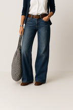 Jean wide leg femme coupe ample denim bleu