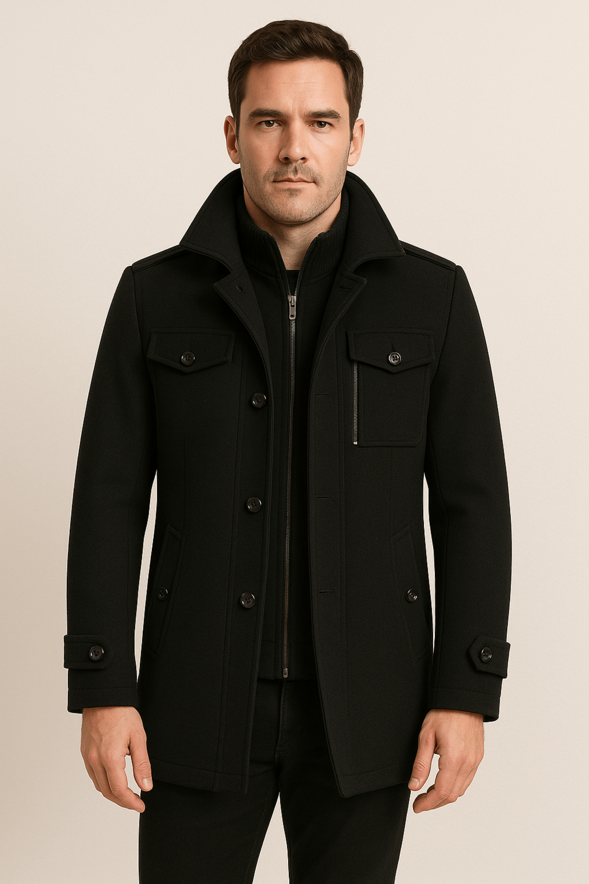 Manteau Homme Xander Structuré Noir Hiver – Valenne