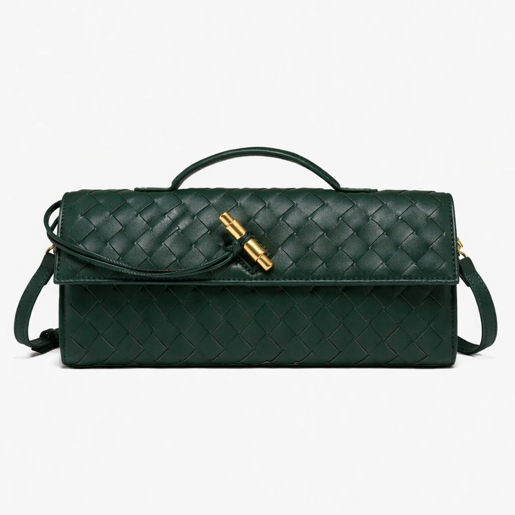 Pochette Tressée Vert Olive Soirée – Valenne