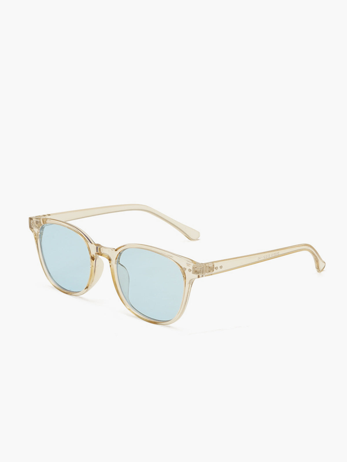 Lunettes de Soleil Rondes Femme Monture Acétate Bleu Clair Face – Valenne