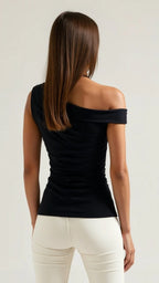Top Asymétrique Carol – Une Épaule Drapée
