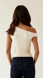 Top Asymétrique Carol – Une Épaule Drapée