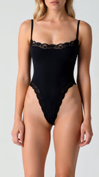 Bodysuit Dentelle Thong Sans Coutures Noir – Valenne