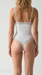 Bodysuit Dentelle Sans Coutures Blanc Vue 2 – Valenne