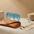 Lunettes aviateur oversize ciel azur à verres dégradés bleus UV400