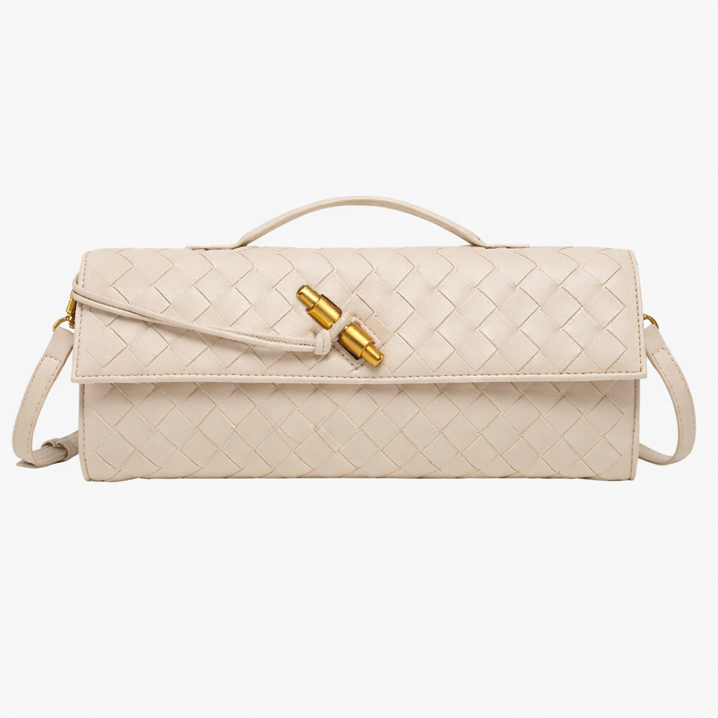 Pochette Tressée Blanc Beige Mariage – Valenne