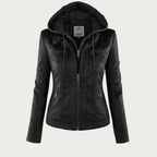 Veste Moto Cuir Capuche Femme Noir – Valenne
