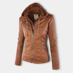 Veste Moto Cuir Femme Vue Face – Valenne
