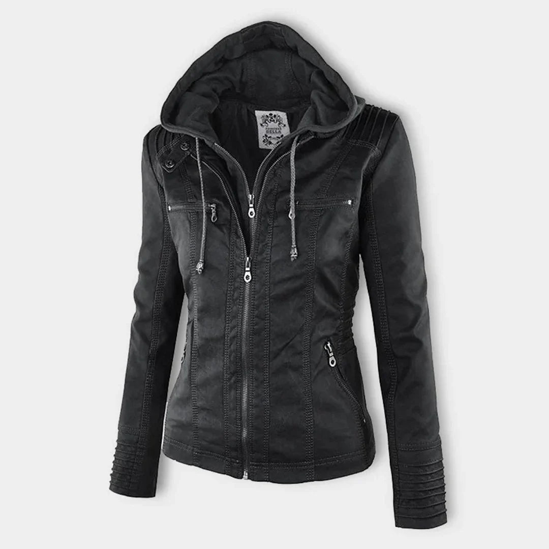 Veste Cuir Moto Femme Vue Arrière – Valenne