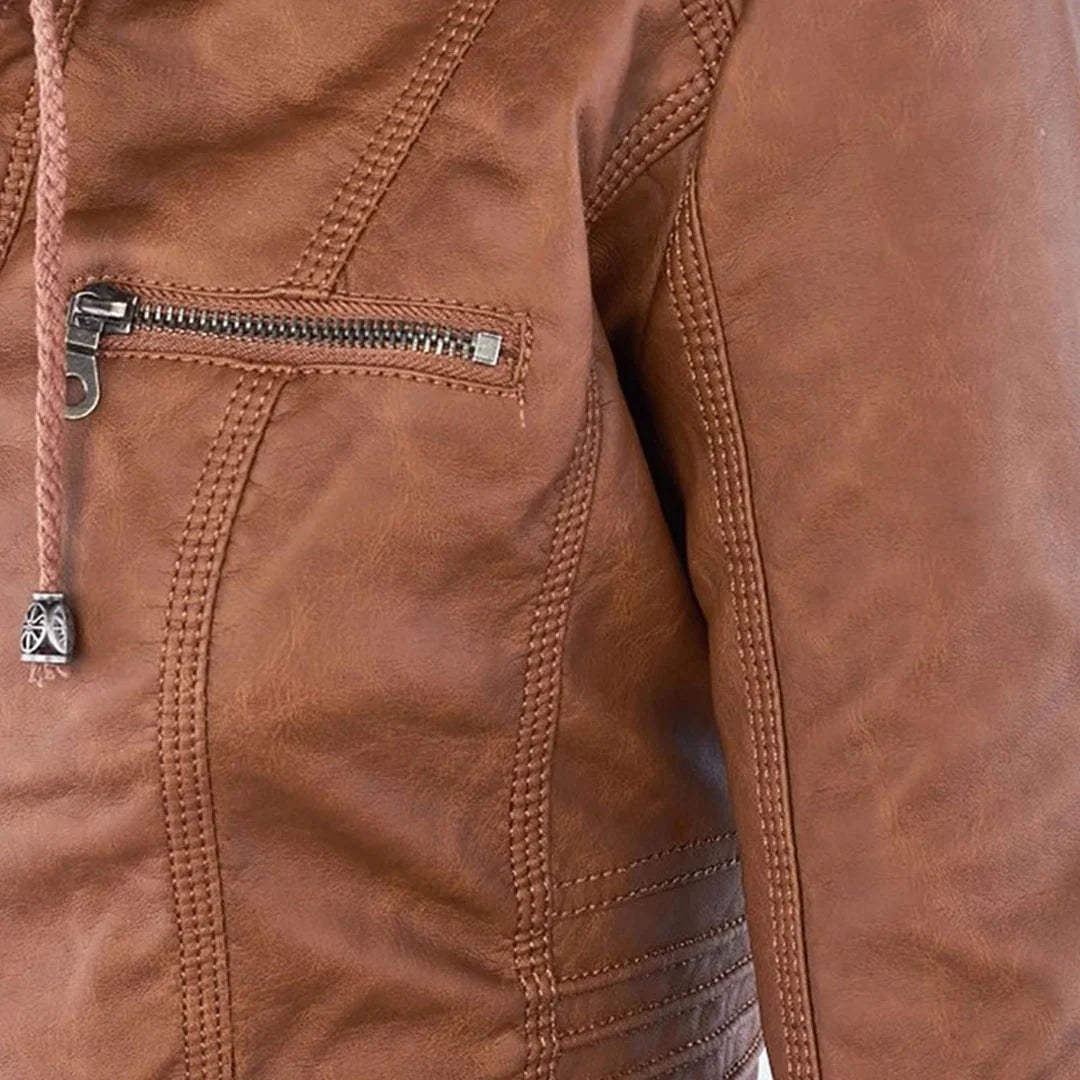 Veste Moto Marron Femme Lifestyle 2 – Valenne