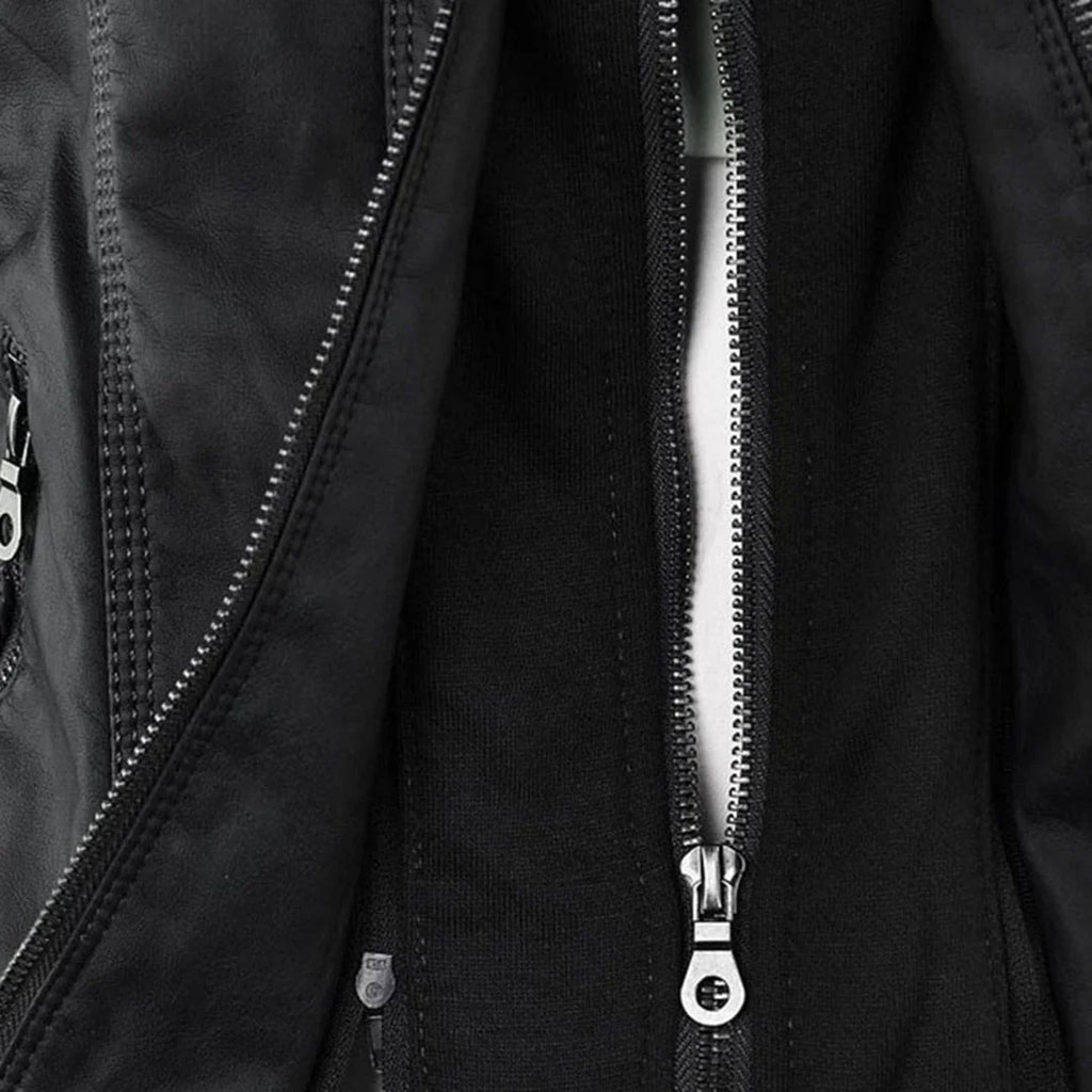 Veste Cuir Moto Camel Vue Dos – Valenne