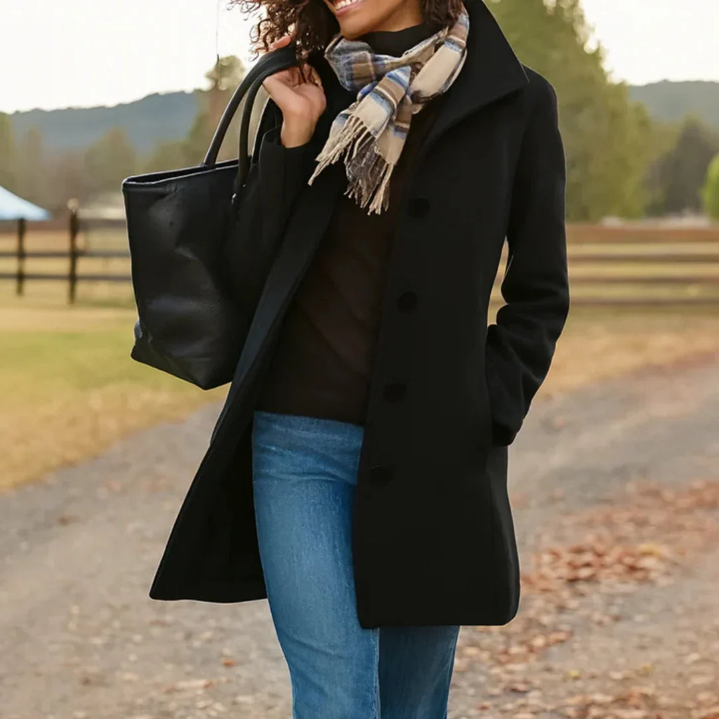 Pea Coat Femme Noir Laine – Valenne