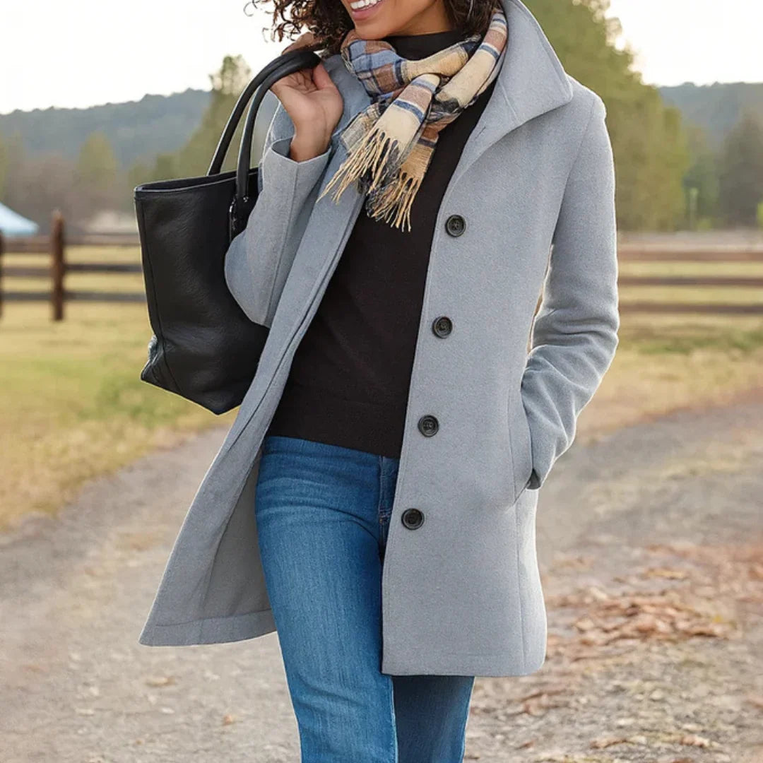Pea Coat Laine Argent Femme – Valenne