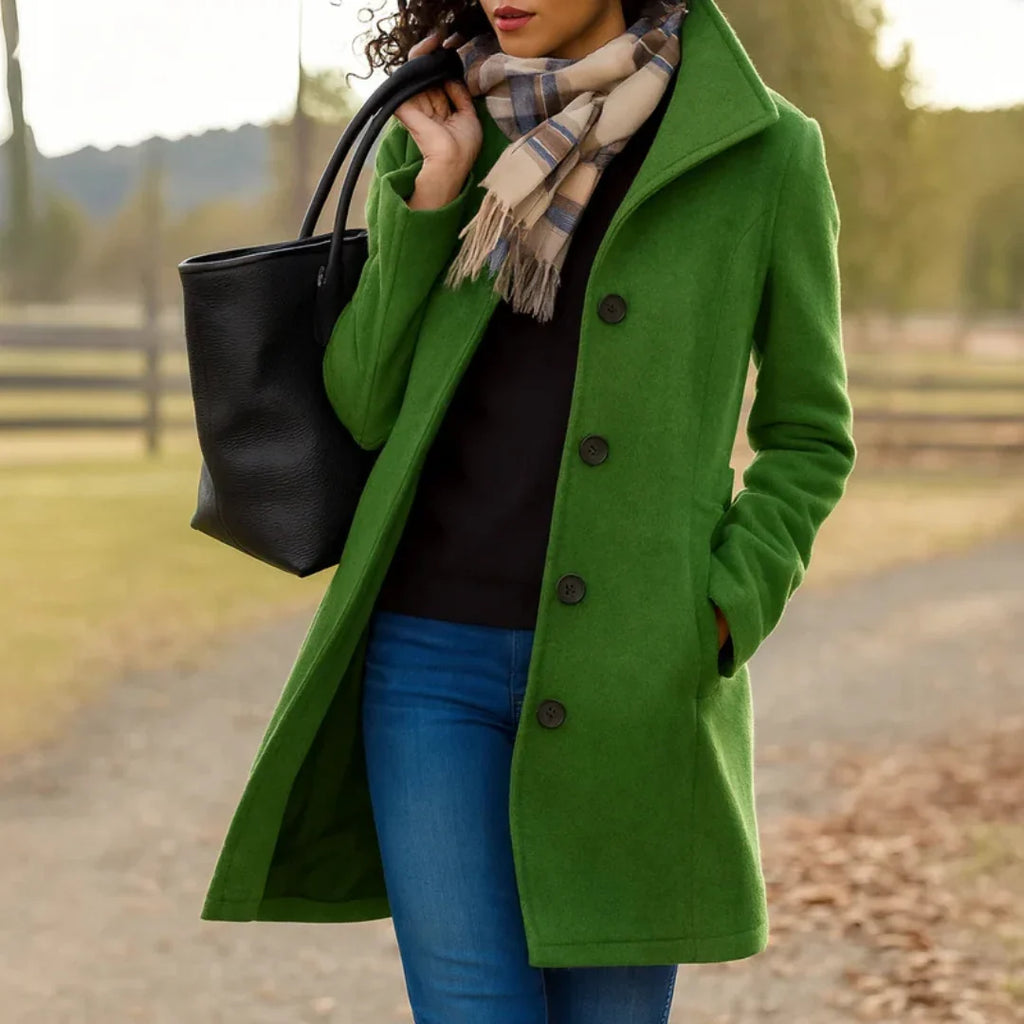 Pea Coat Laine Femme Vert – Valenne