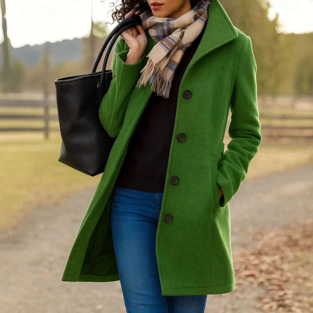 Pea Coat Laine Femme Vert – Valenne