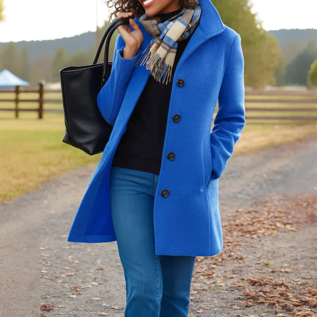 Pea Coat Laine Femme Bleu – Valenne