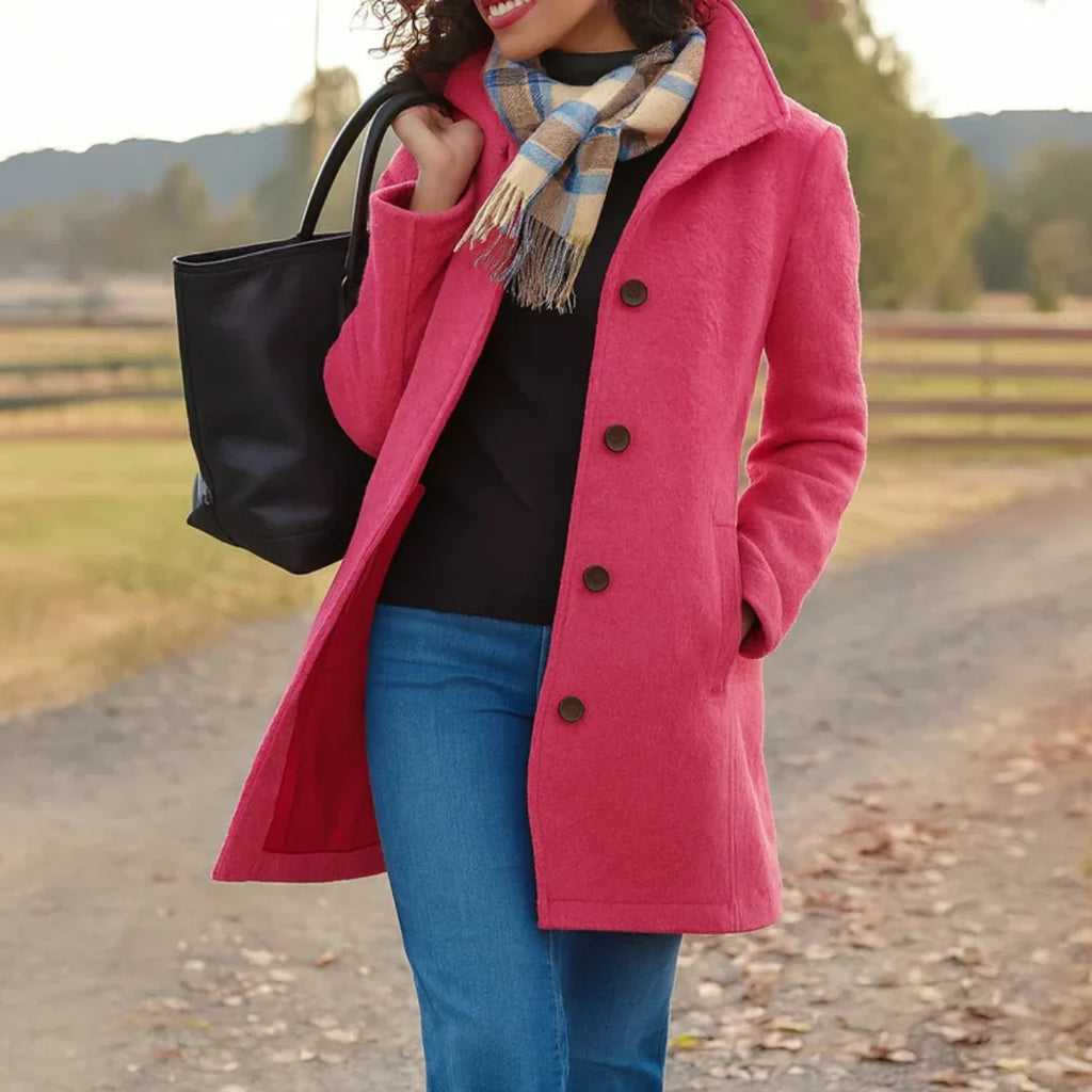 Pea Coat Femme Rose Laine – Valenne
