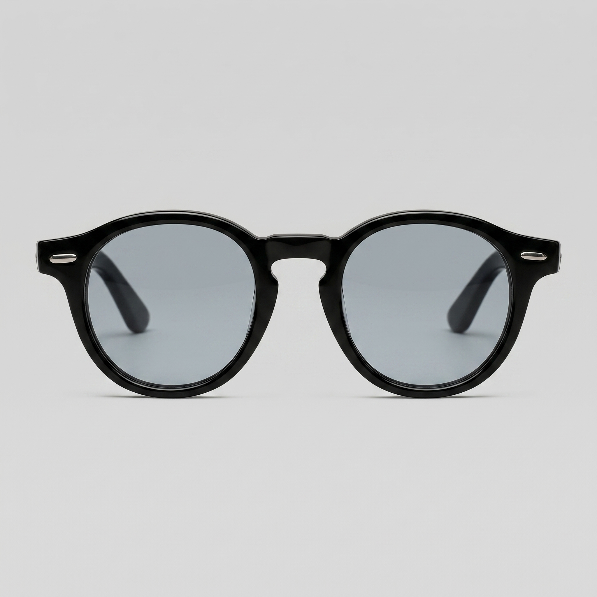 Lunettes de Soleil Homme Rondes Acétate Noir Face – Valenne